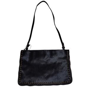 Zara NWOT Pony hair and leather studded shoulder bag